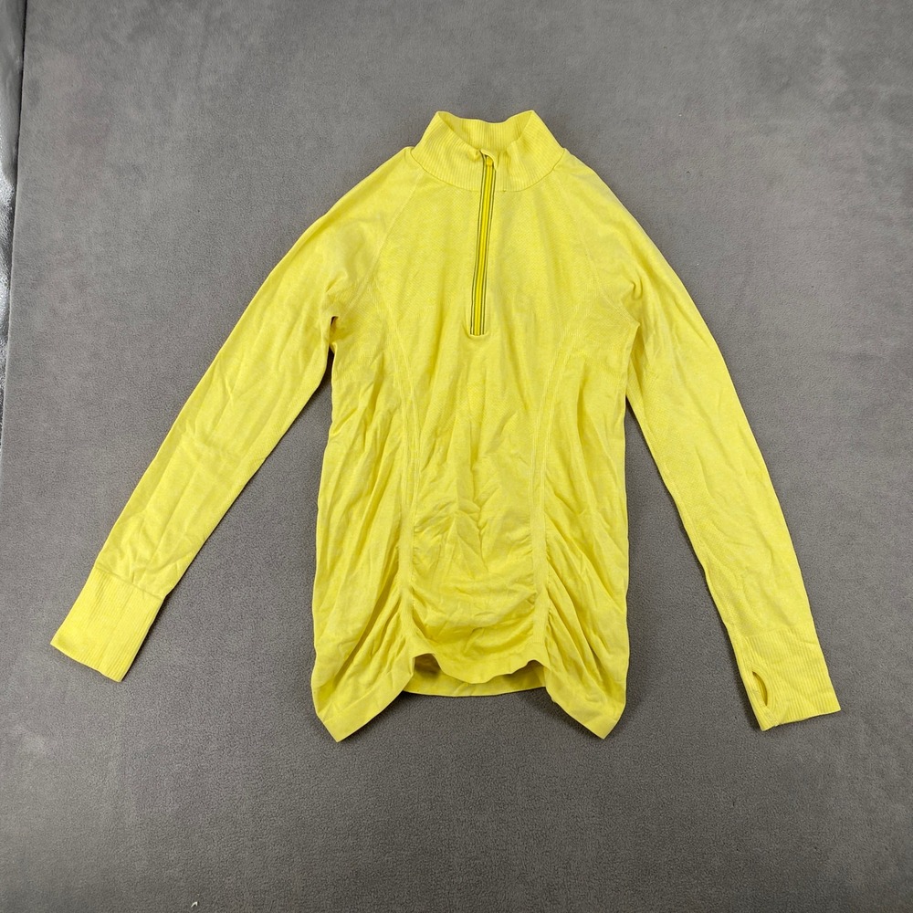 Athleta Momentum Half Zip Pullover Yellow‎ Heather Long Sleeve Thumbholes Size M